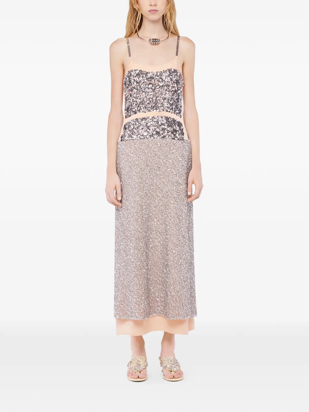 Rabanne sequin-embellished strap dress - Toni neutri