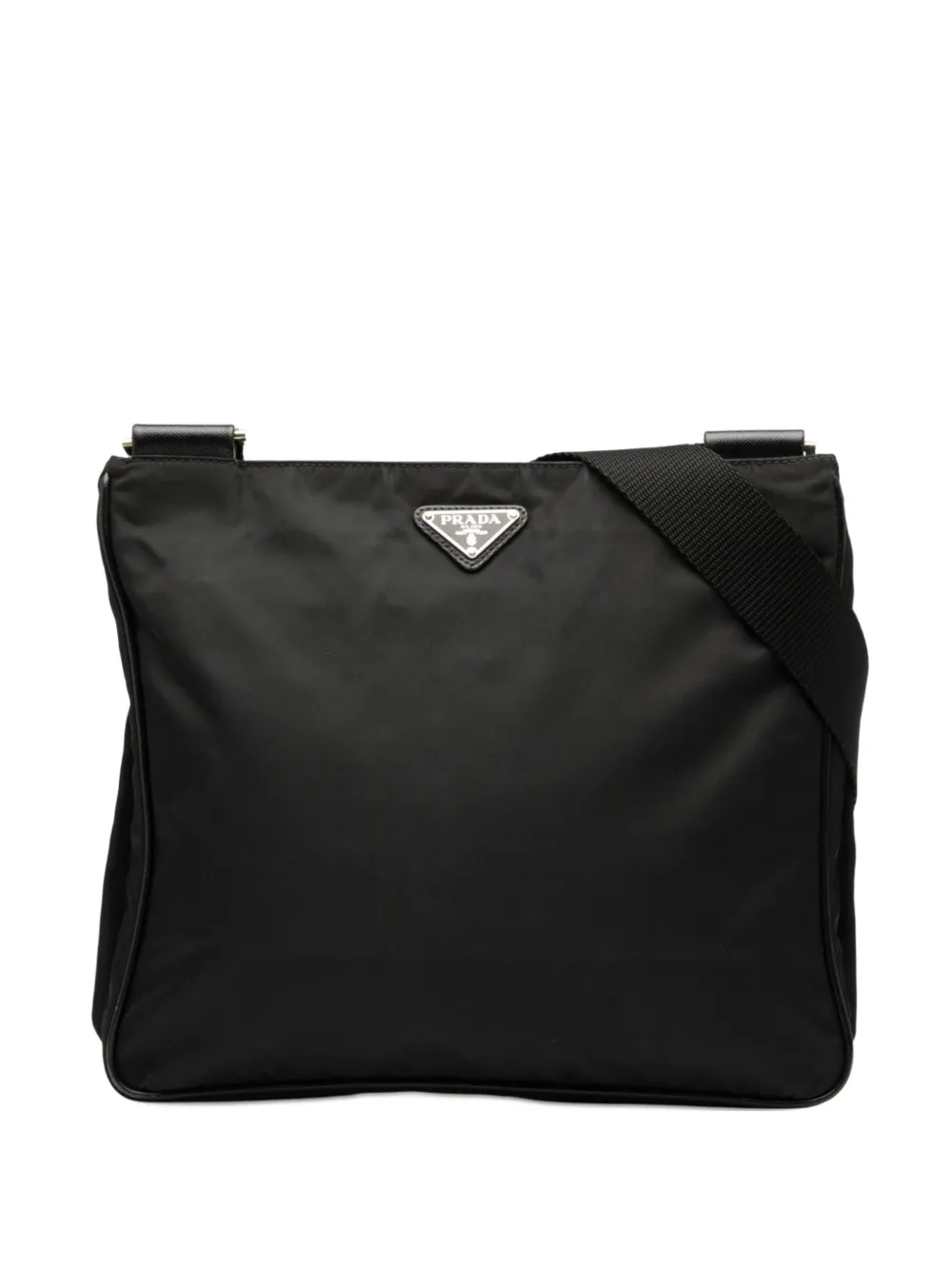 Prada Pre-Owned Borsa a tracolla in tessuto con finiture in pelle Saffiano e zip 2013-2025 | nero | Image 1