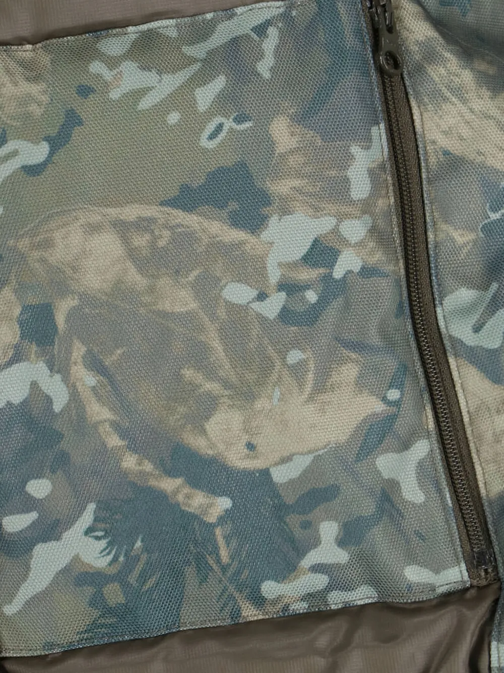 Carhartt Hooded Camouflage Jacket With Ribbed Cuffs And Hem In Green