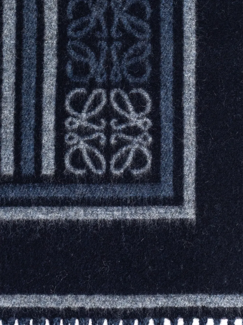 LOEWE fringed patterned scarf - Blauw