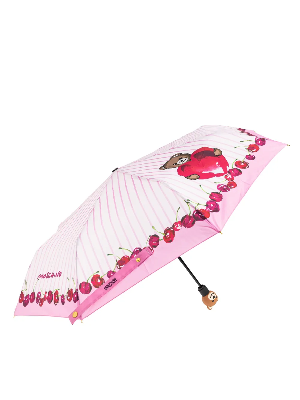 Moschino Teddy stripe umbrella - Wit