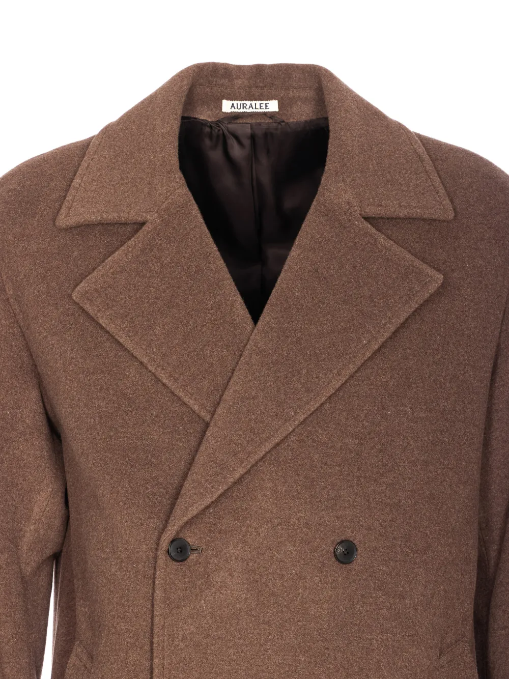 Auralee double-breasted V-neck coat Bruin