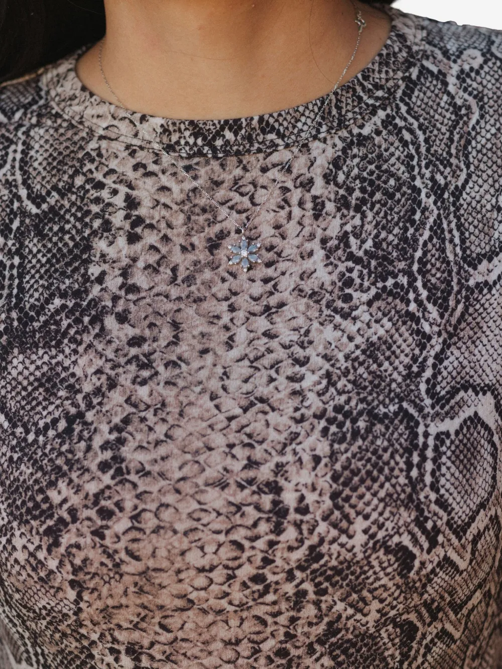 Baserange Bead Snake-pattern Long-sleeve T-shirt In Gray