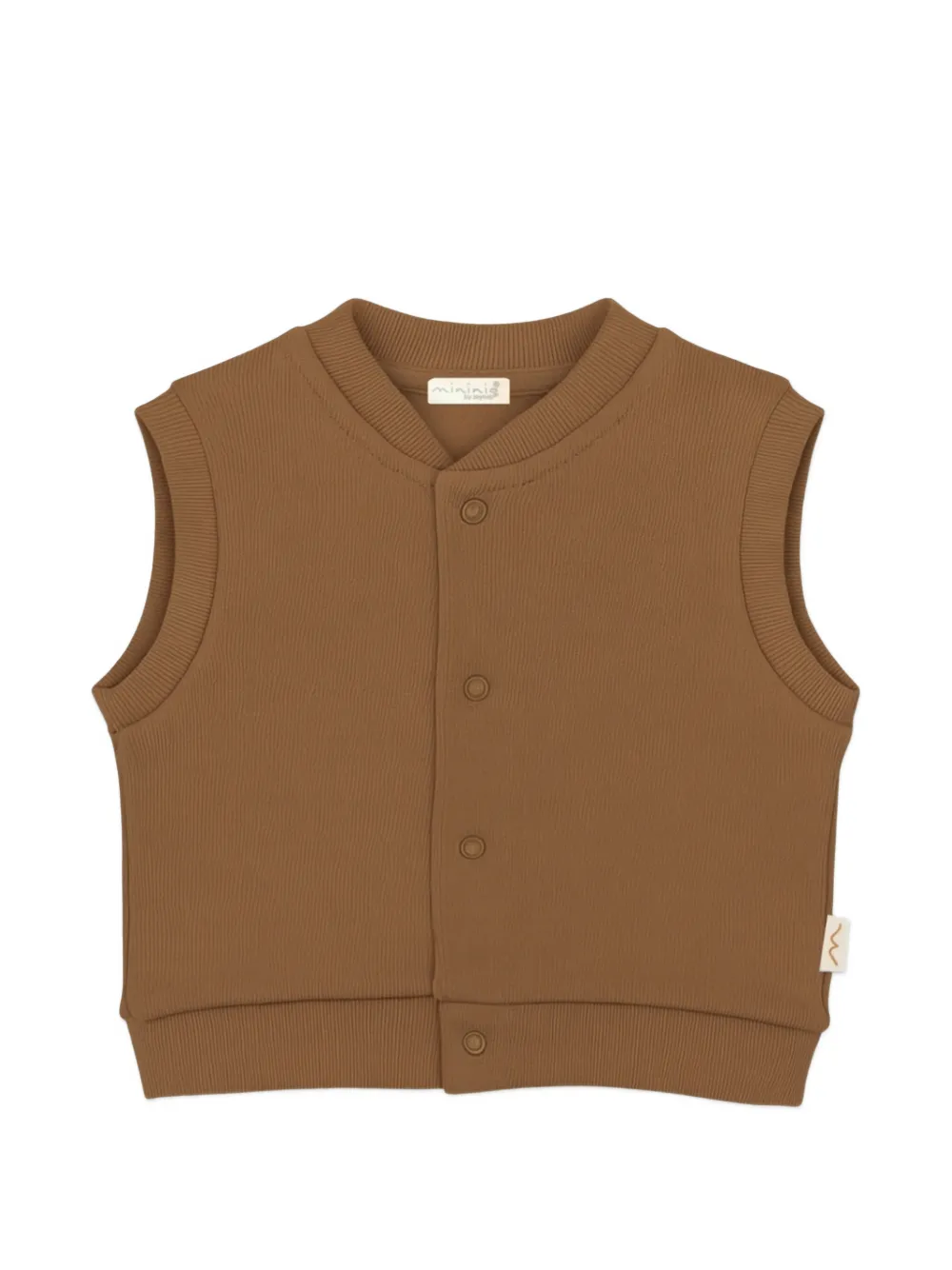 mininio buttoned ribbed top - Marrone