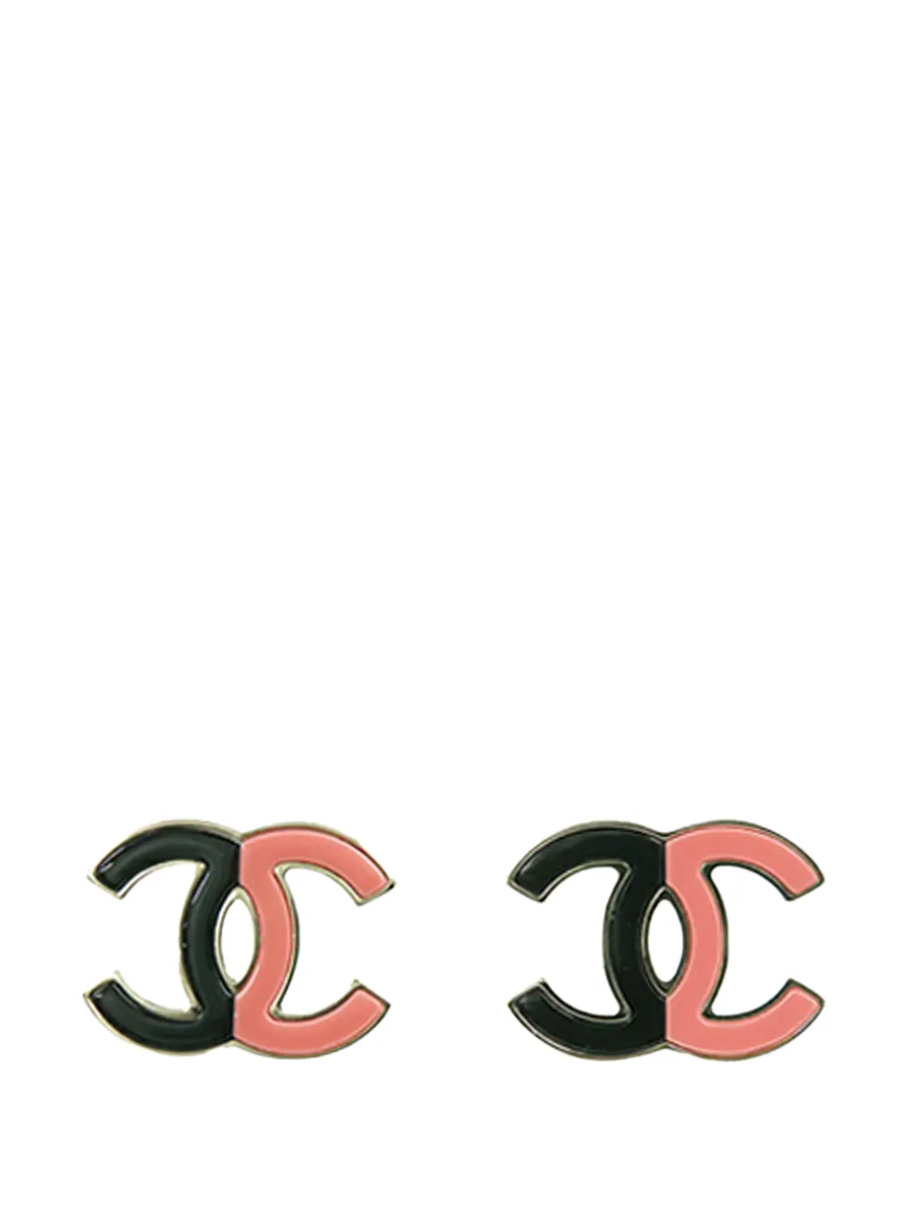 CHANEL Pre-owned 2023 Cc Enamel And Gold Plated Push Back Earrings Costume Earrings