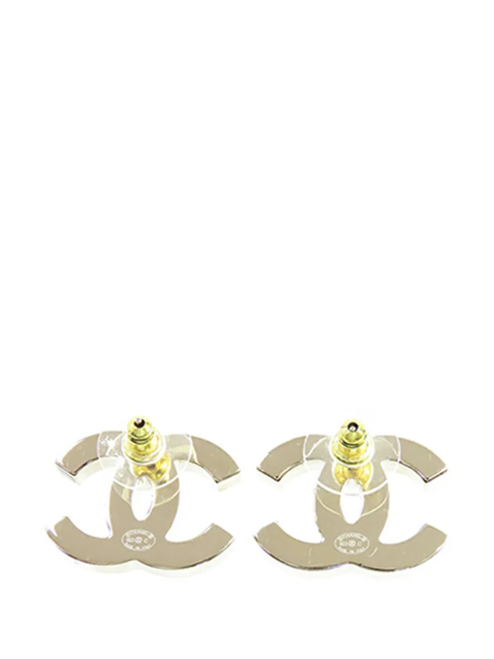 CHANEL Pre-owned 2023 Cc Enamel And Gold Plated Push Back Earrings Costume Earrings