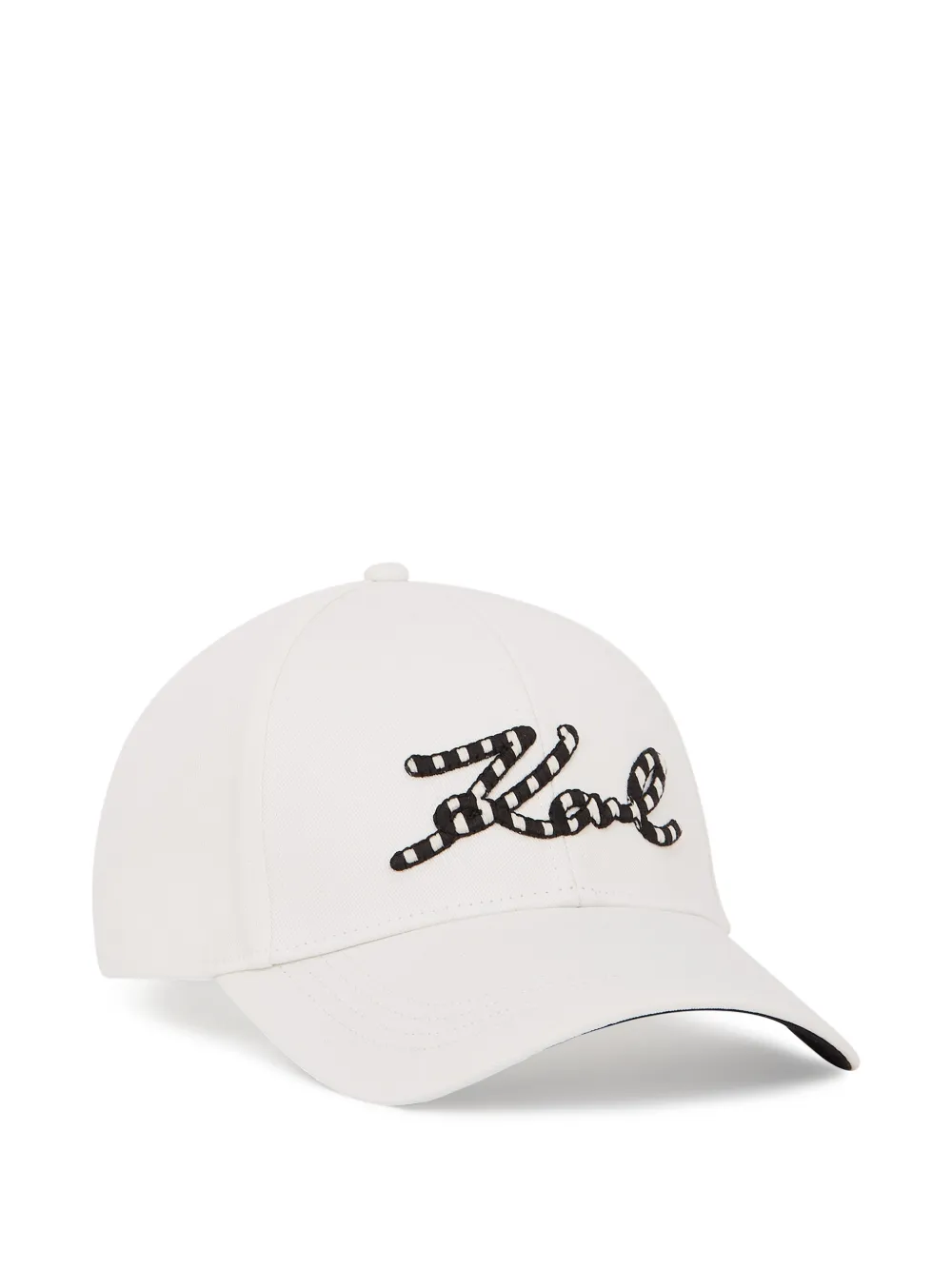Karl Lagerfeld Cappello Signature con logo a righe - Bianco