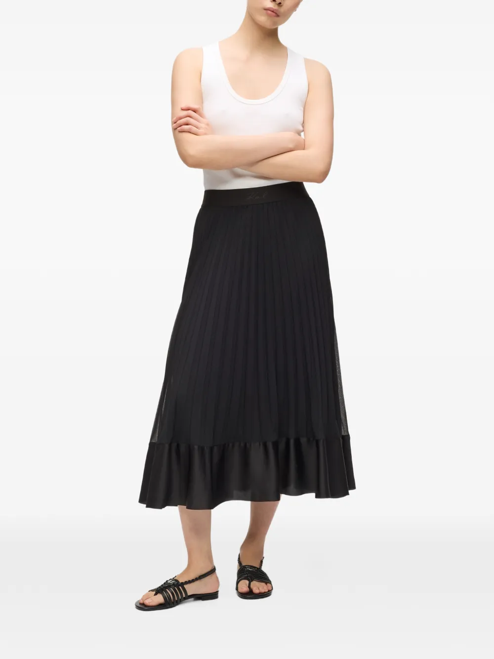  Karl Lagerfeld Pleated Midi Skirt - Black 