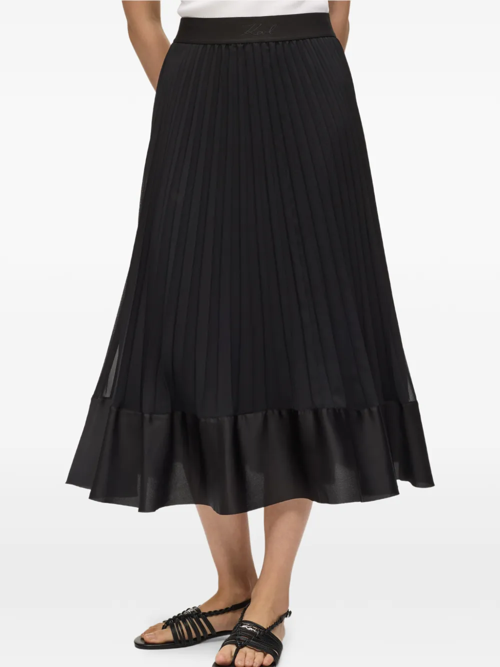 Karl Lagerfeld Midi-plooirok Zwart