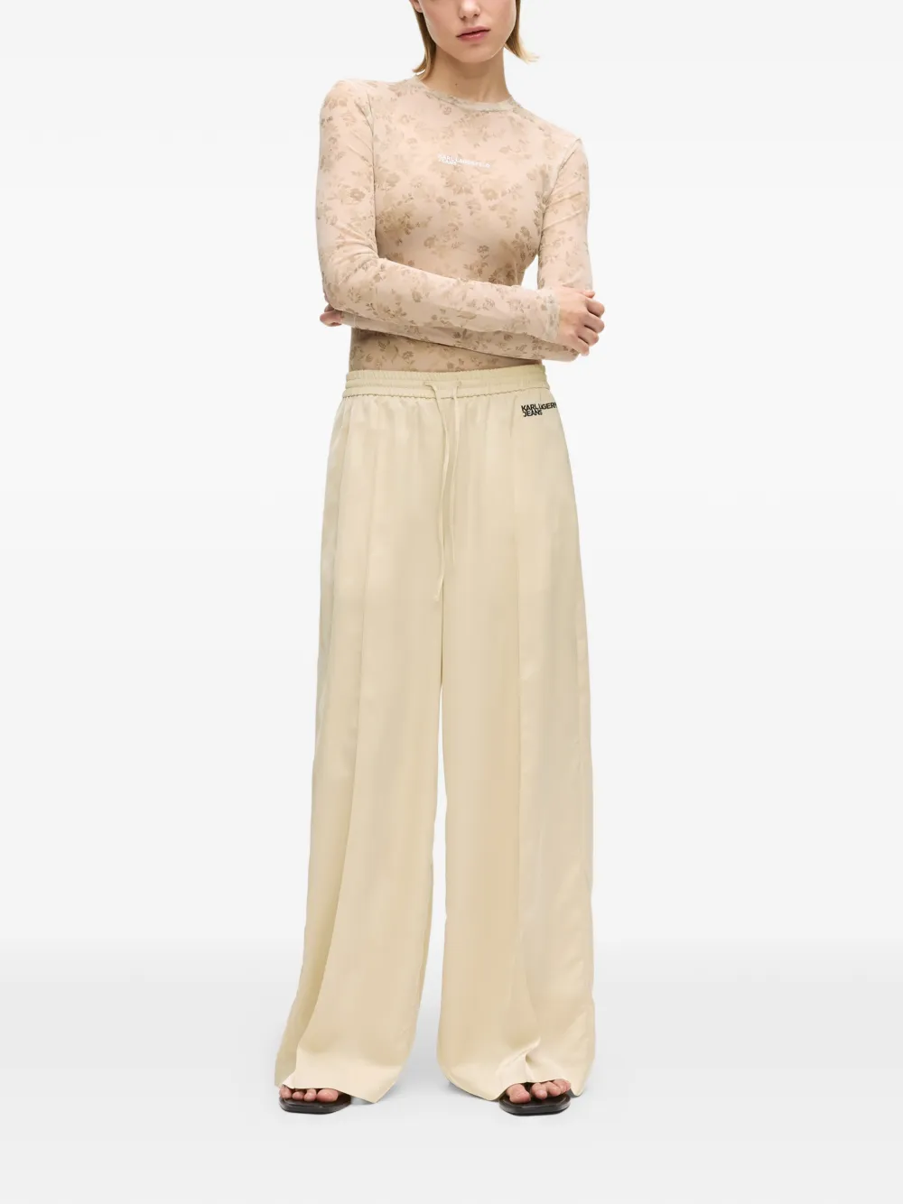 Karl Lagerfeld Jeans Broek met contrasterend logo Beige