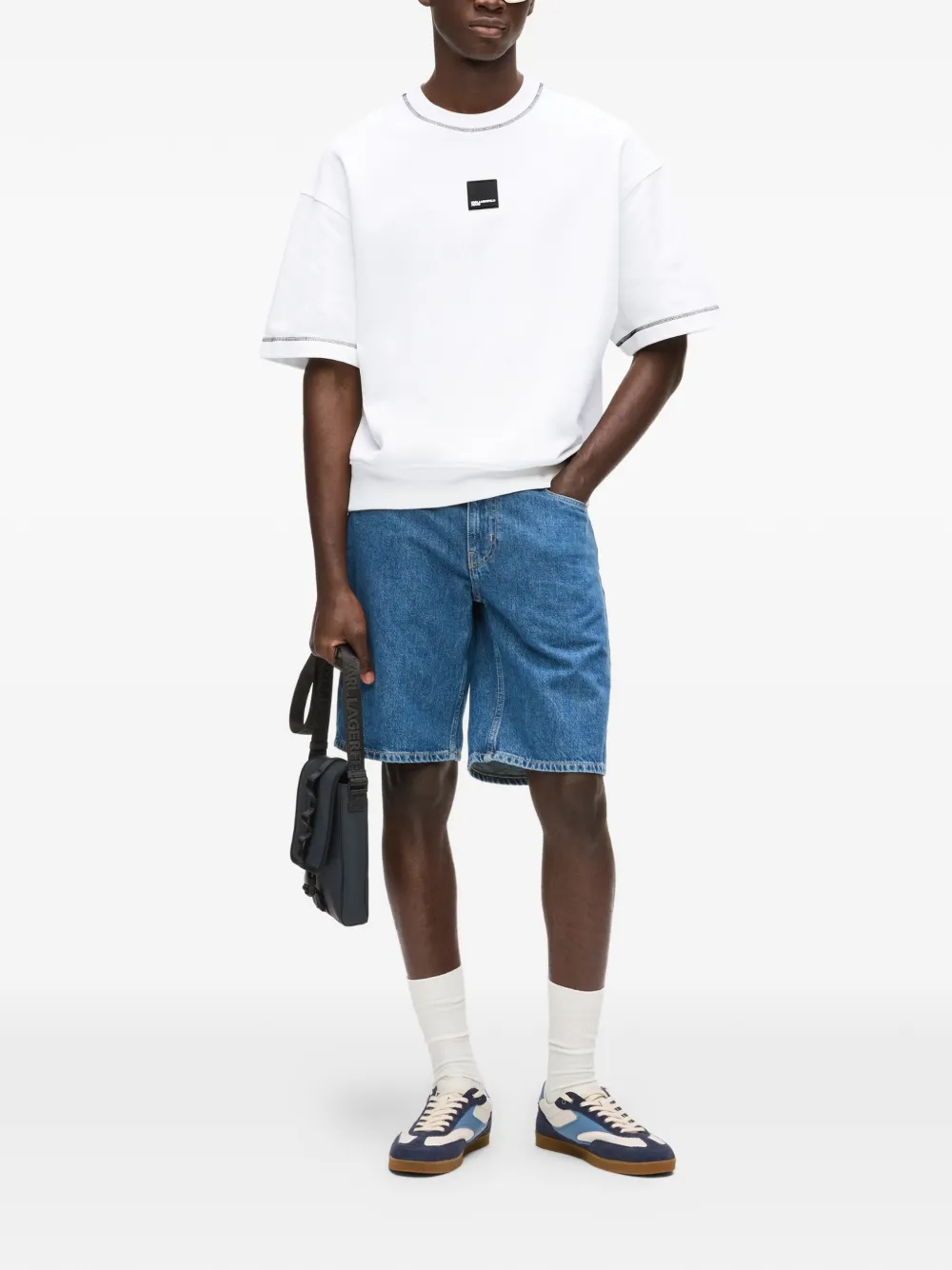 Karl Lagerfeld Jeans T-shirt met ronde hals Wit