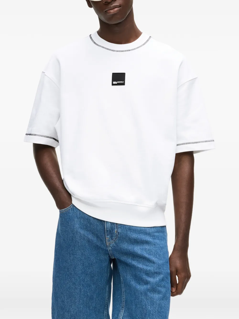 Karl Lagerfeld Jeans T-shirt met ronde hals Wit