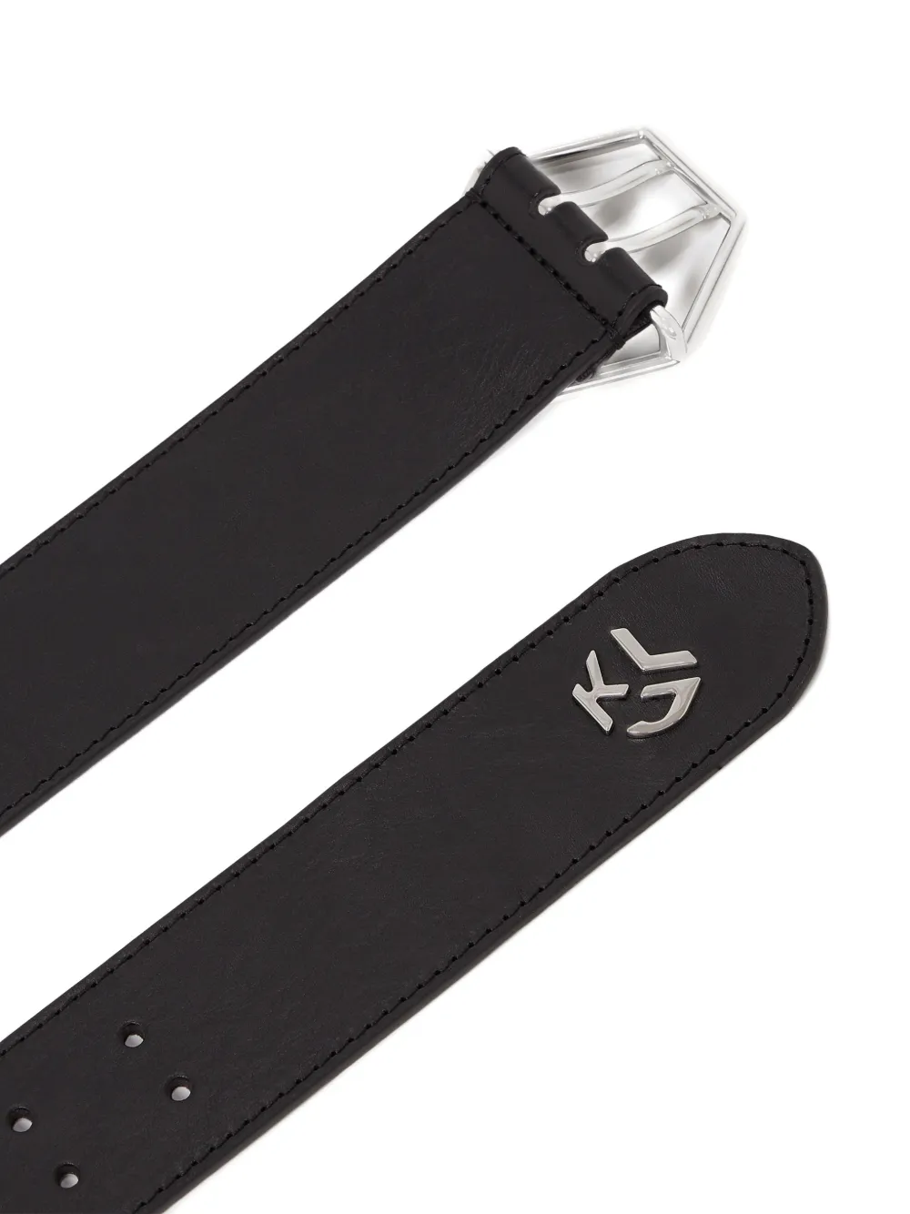 Hexagon-Buckle Leather Belt