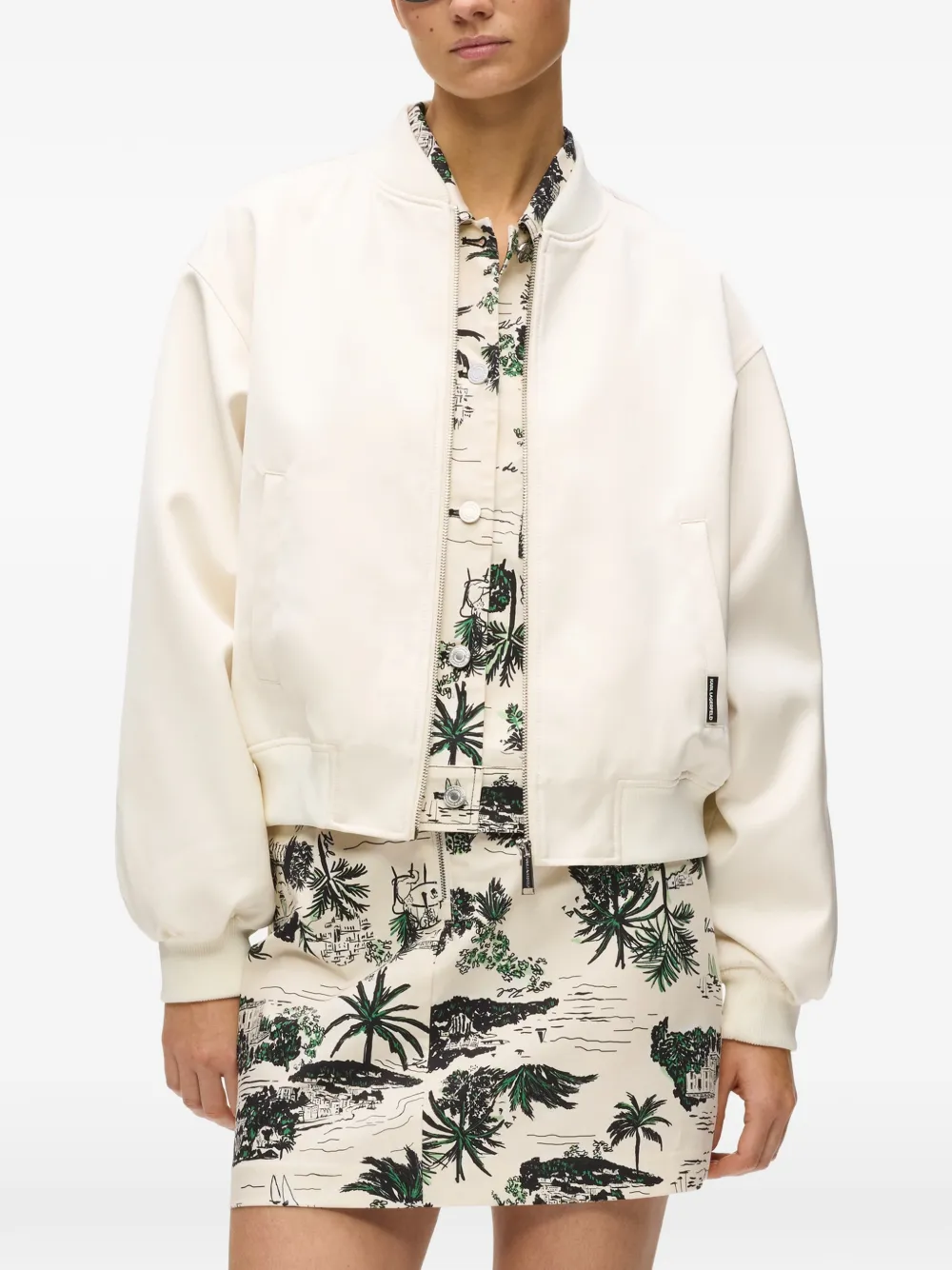  Karl Lagerfeld Côte D'azur Long-sleeve Bomber Jacket - Neutrals 