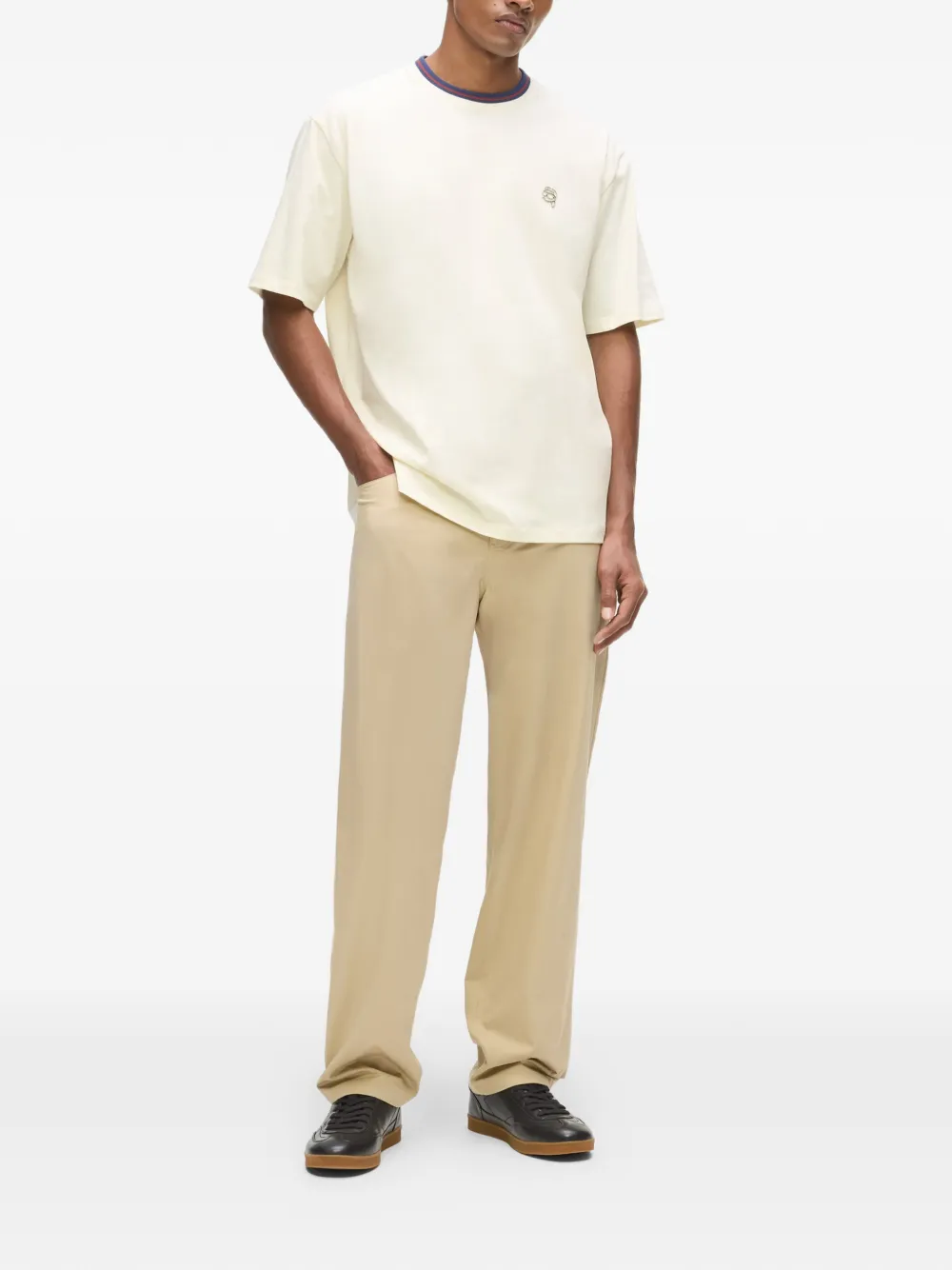 Karl Lagerfeld Gestreept Ikon ruimvallend T-shirt Beige