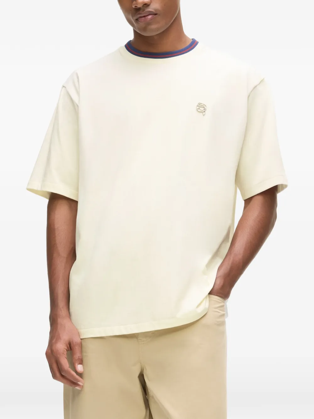 Karl Lagerfeld Gestreept Ikon ruimvallend T-shirt Beige