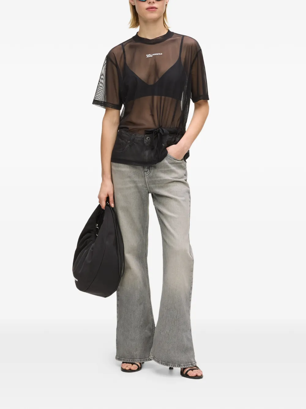 Karl Lagerfeld Jeans Flared jeans met vijf zakken Grijs