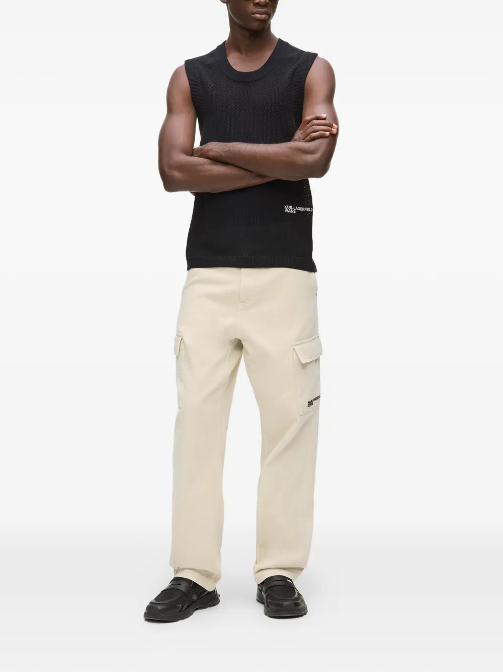 Karl Lagerfeld Jeans Cargo broek met riemlus Beige