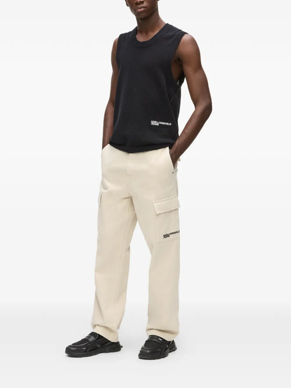 Karl Lagerfeld Jeans Cargo broek met riemlus Beige