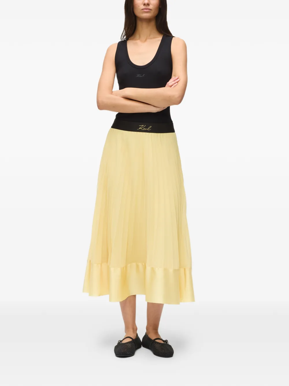  Karl Lagerfeld Pleated Midi Skirt - Yellow 