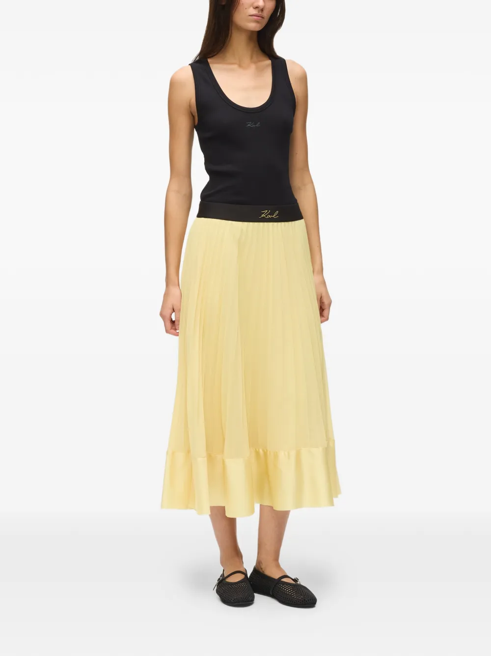  Karl Lagerfeld Pleated Midi Skirt - Yellow 