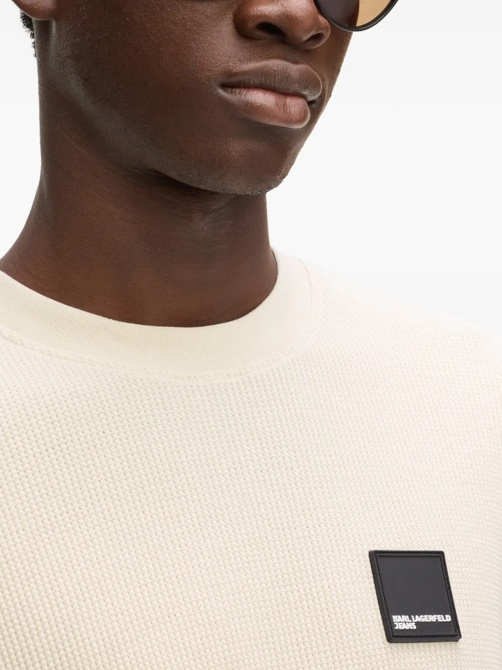 Karl Lagerfeld Jeans T-shirt met logoplakkaat Beige