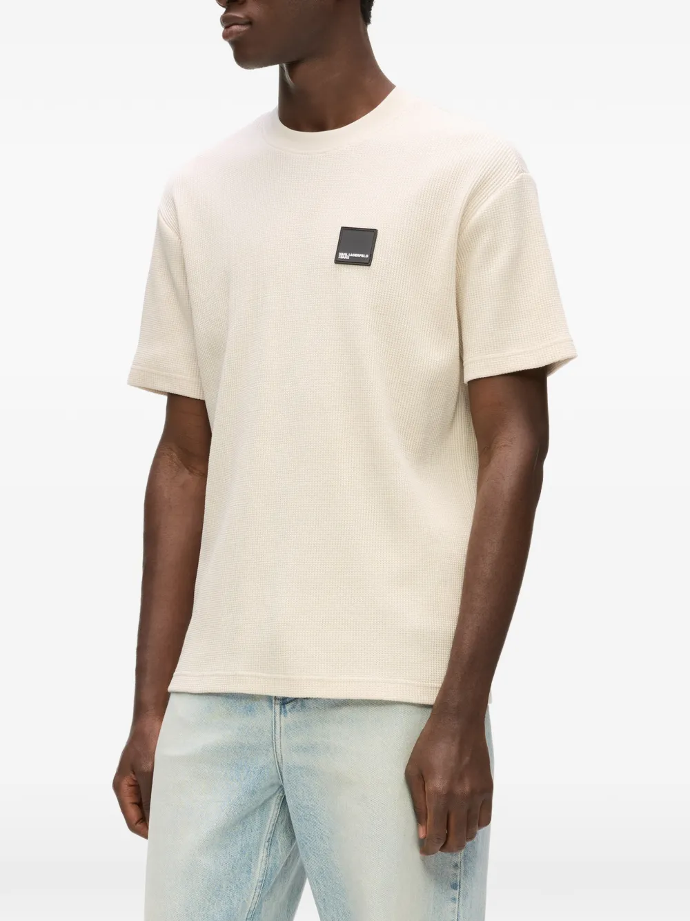 Karl Lagerfeld Jeans T-shirt met logoplakkaat Beige
