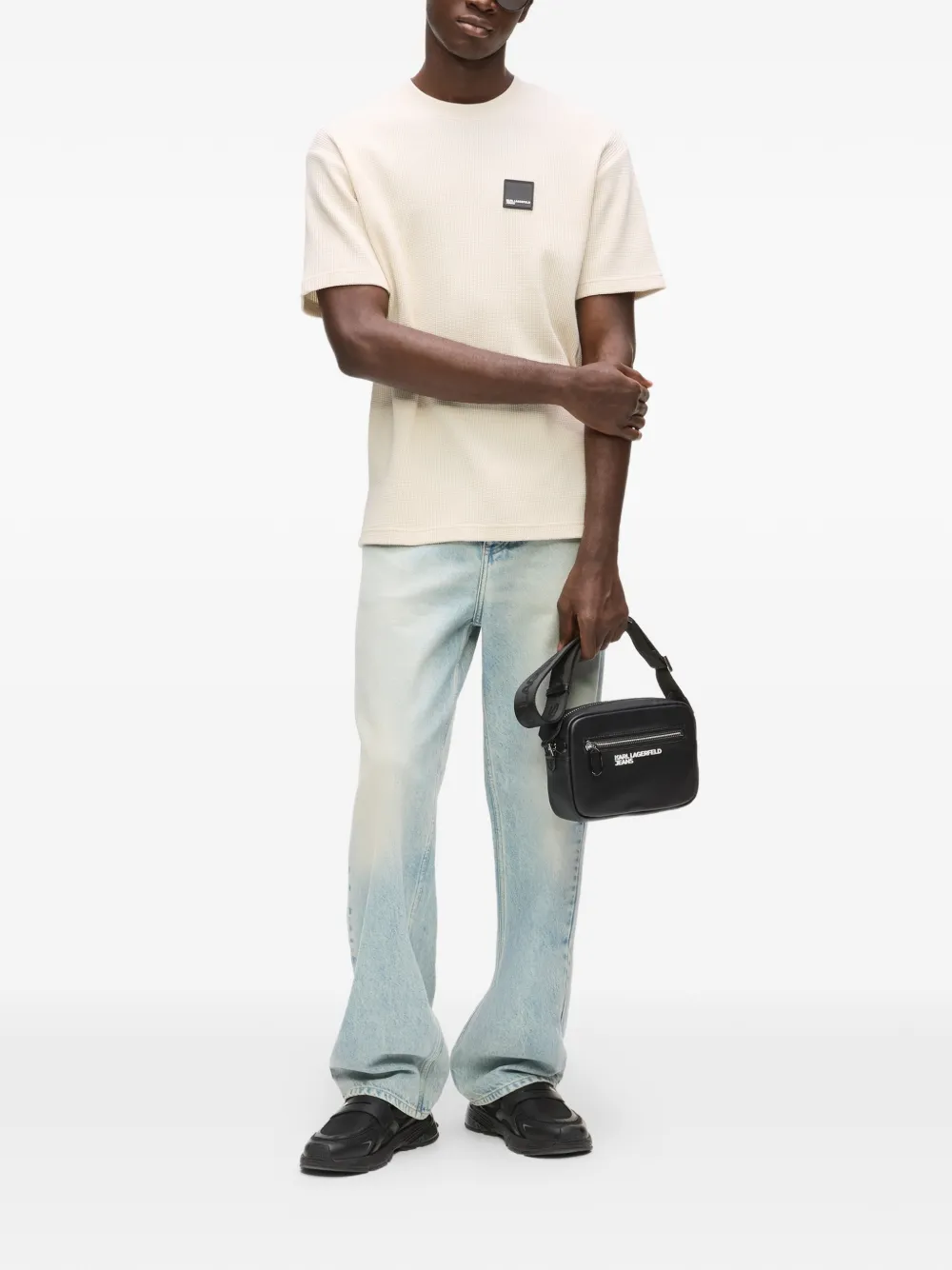 Karl Lagerfeld Jeans T-shirt met logoplakkaat Beige