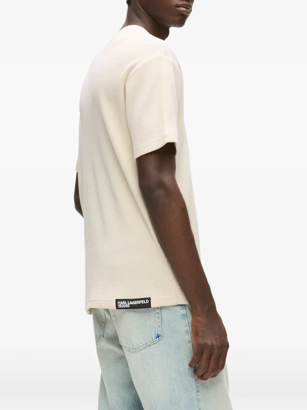 Karl Lagerfeld Jeans T-shirt met logoplakkaat Beige