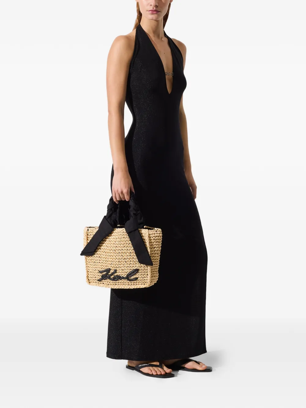 Karl Lagerfeld Signature strandtas met sjaal Beige