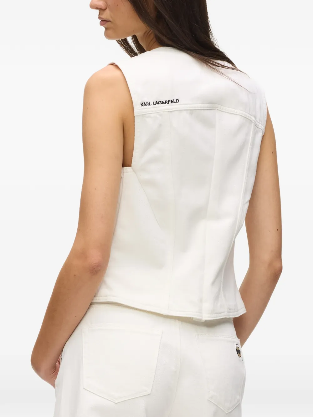 Karl Lagerfeld Ikon gilet met geborduurd logo Wit