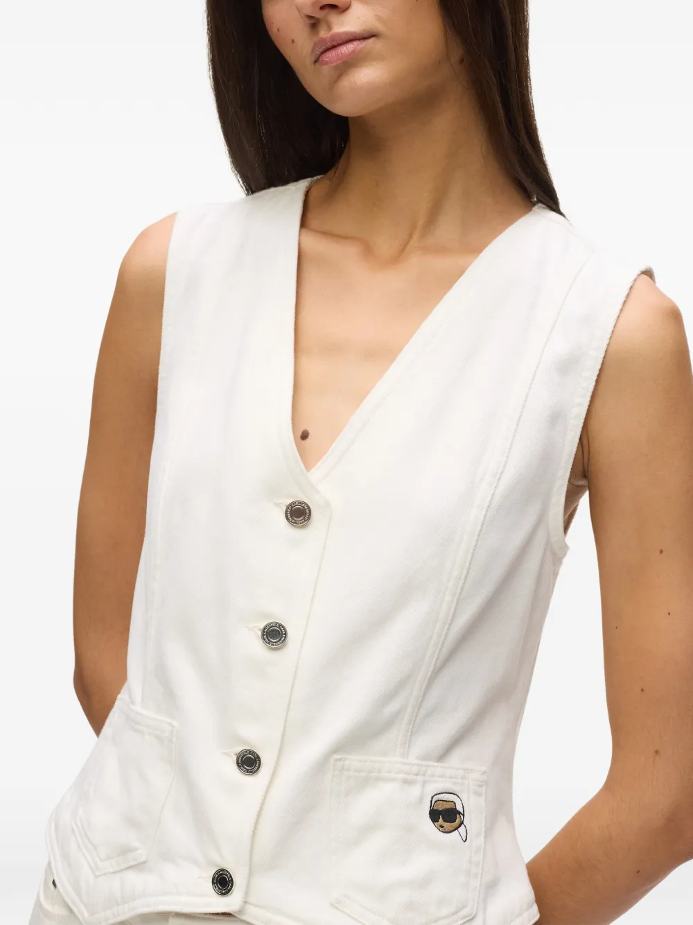 Karl Lagerfeld Ikon gilet met geborduurd logo Wit