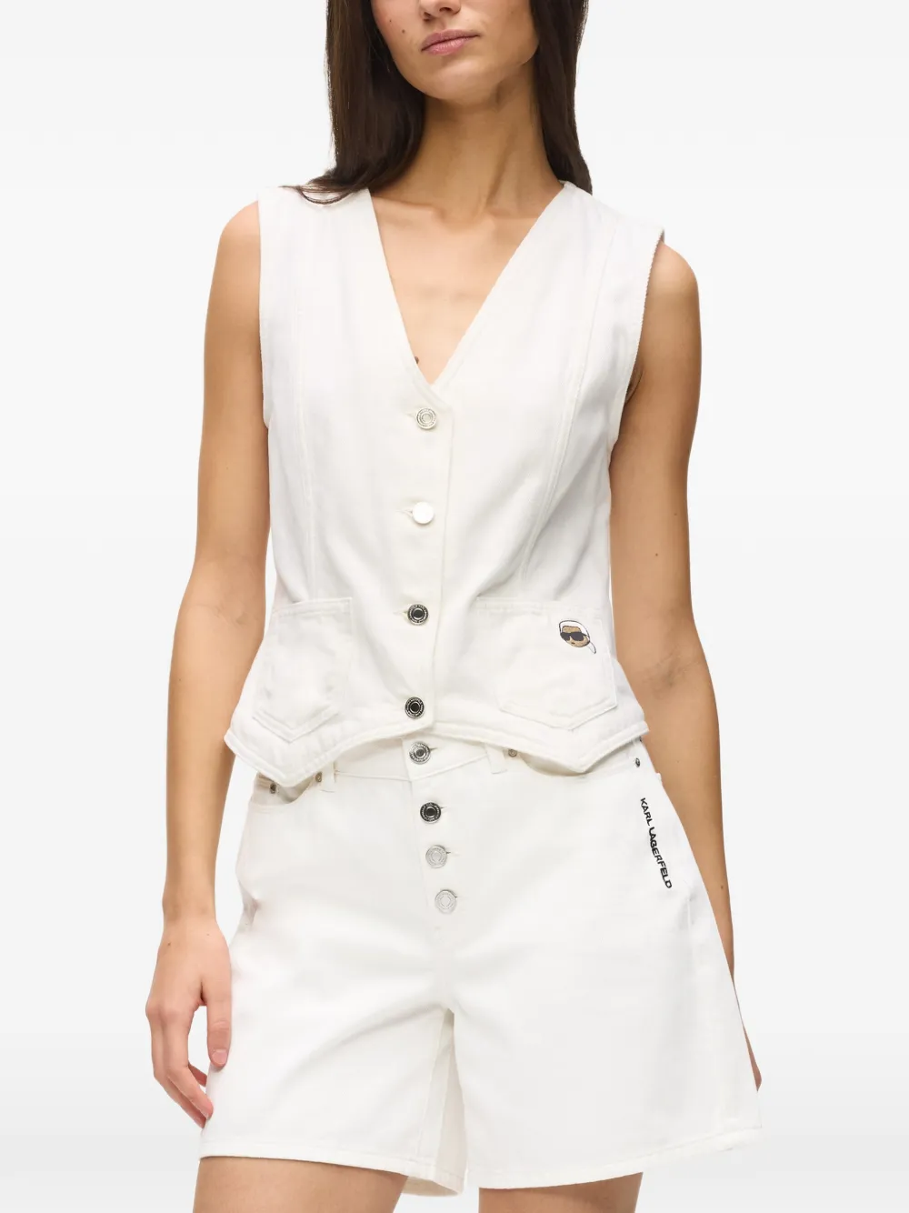 Karl Lagerfeld Ikon gilet met geborduurd logo Wit