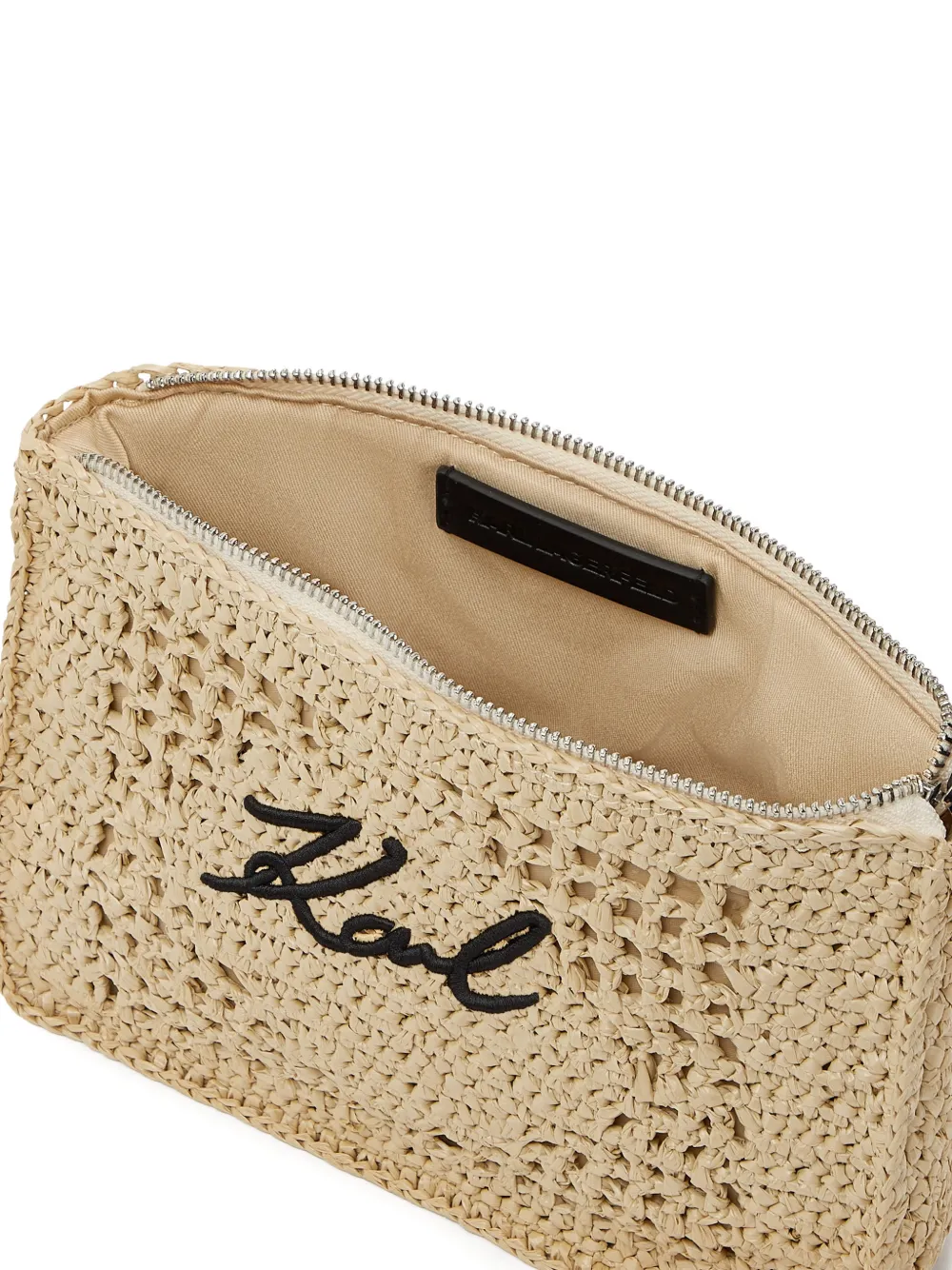 Karl Lagerfeld Signature gehaakte buidel Beige