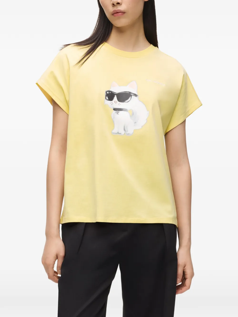 Karl Lagerfeld Ikon Choupette aquarelle T-shirt Geel