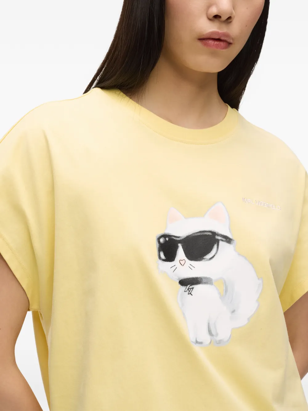 Karl Lagerfeld Ikon Choupette aquarelle T-shirt Geel