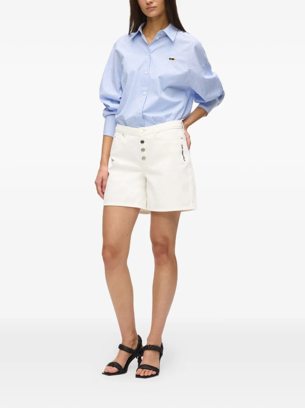  Karl Lagerfeld Ikon Button-fastening Shorts - White 