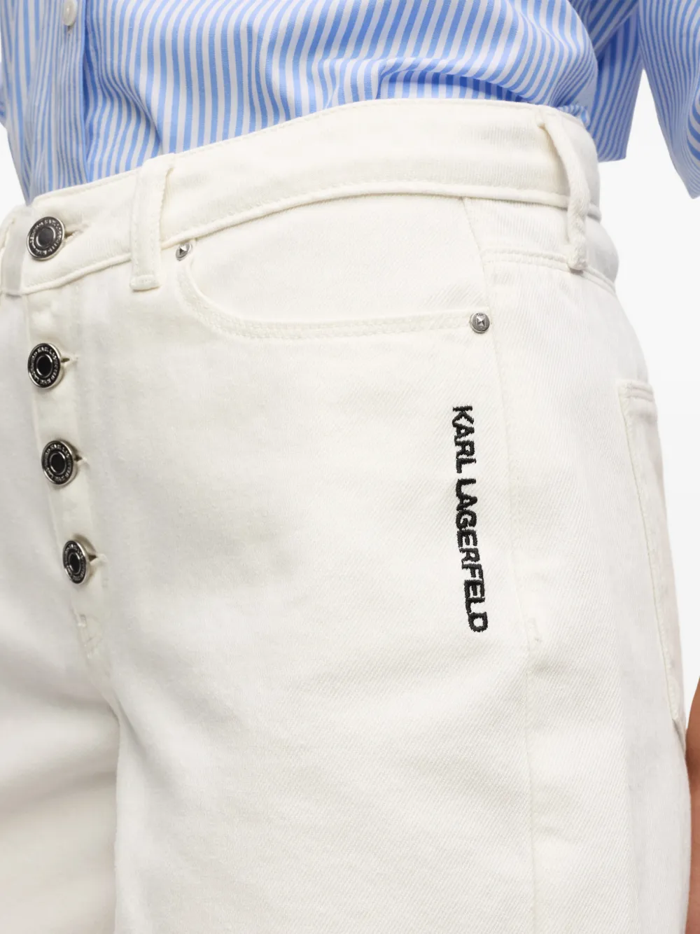 Karl Lagerfeld Ikon shorts met knoopsluiting Wit