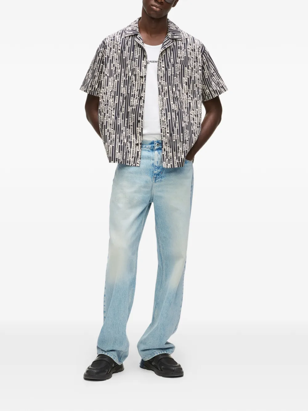 Karl Lagerfeld Jeans Straight jeans met acid wash Blauw