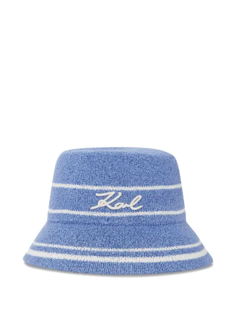 Karl Lagerfeld signature striped bucket hat