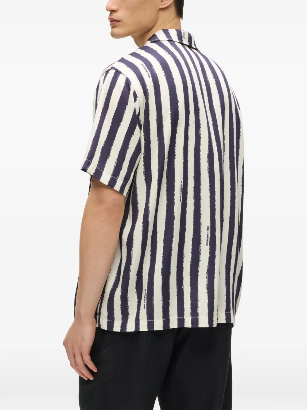 Karl Lagerfeld Ikon gestreept bowlingshirt Blauw