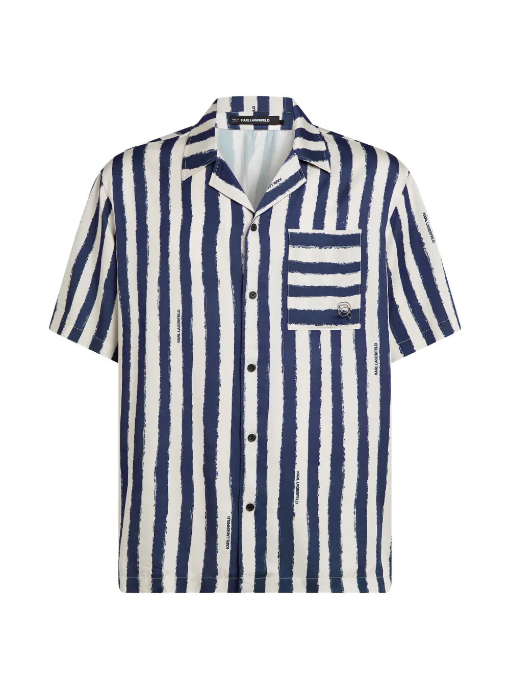 Karl Lagerfeld Gestreiftes Bowlinghemd - Blau