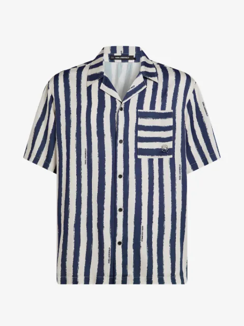 Karl Lagerfeld Ikon striped bowling shirt