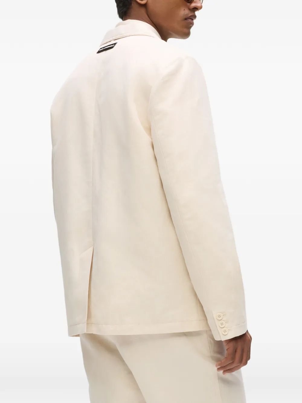 Karl Lagerfeld Linnen blazer met patch Bruin