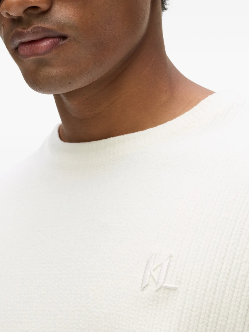 Karl Lagerfeld Getextureerd T-shirt met monogram Beige