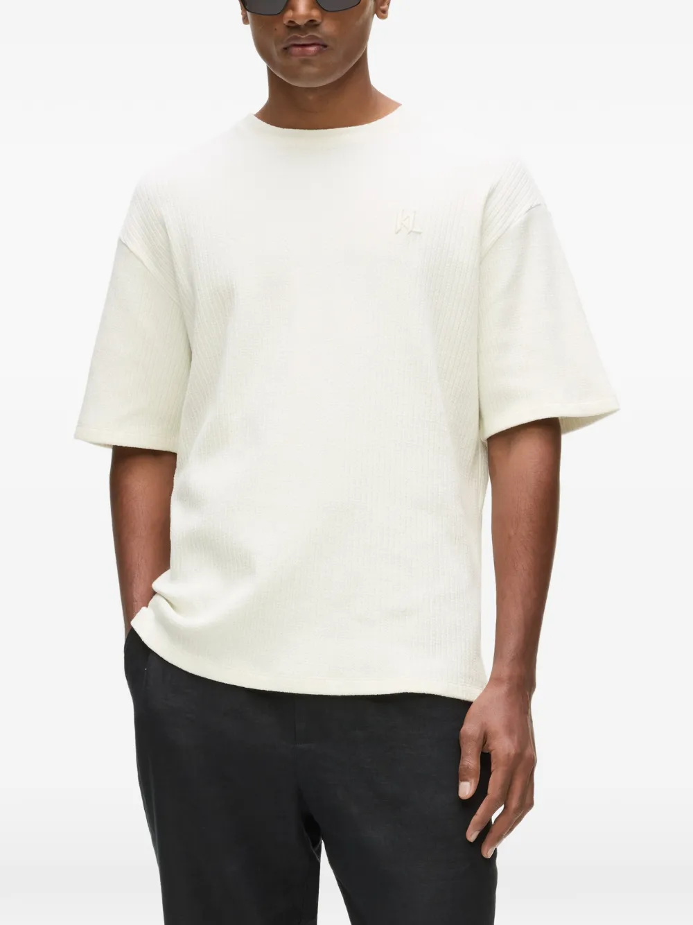  Karl Lagerfeld Textured Monogram T-shirt - Neutrals 