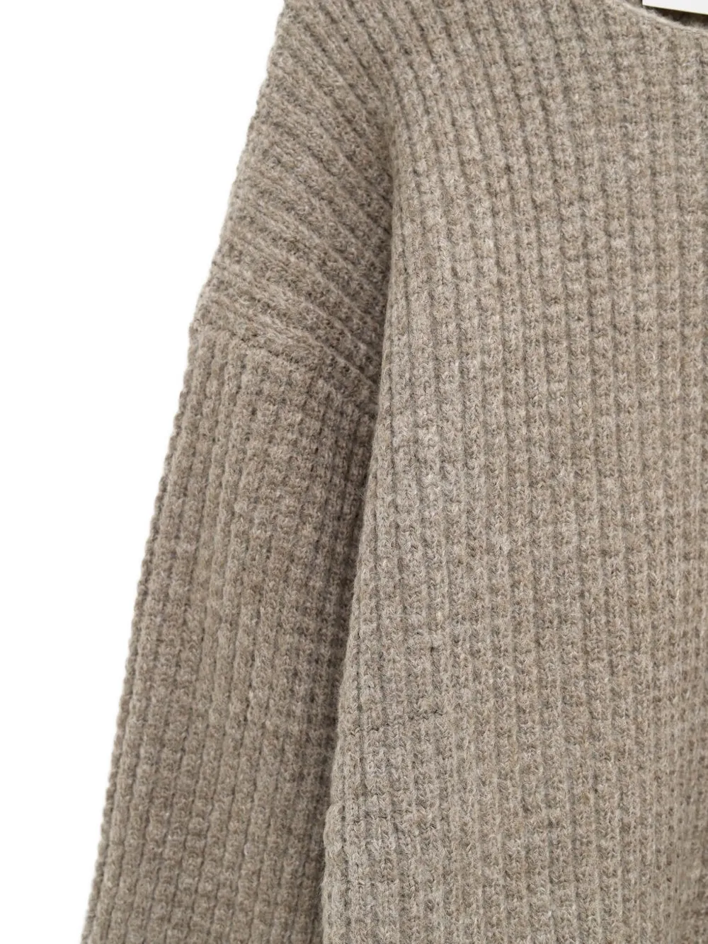Essentials Waffle-knit Sweater In Brown