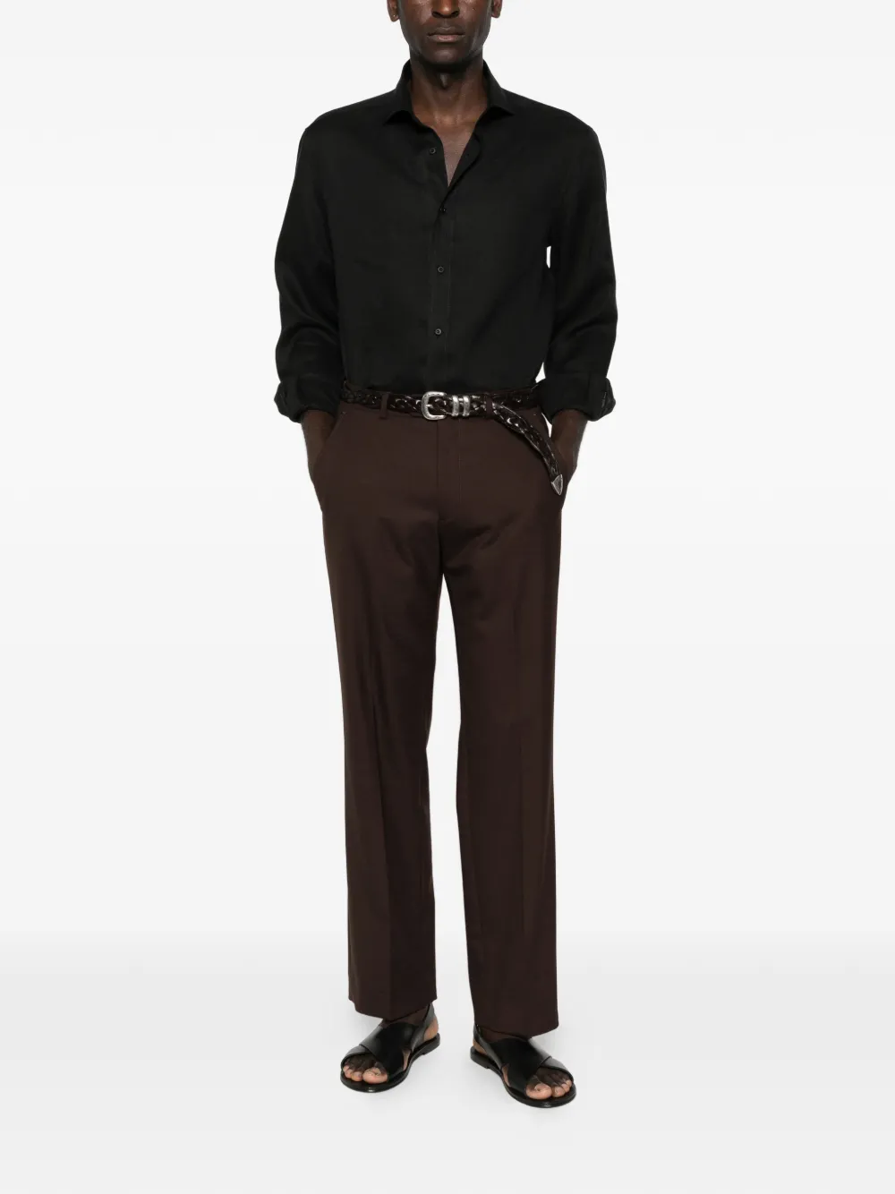 Brunello Cucinelli buttoned long-sleeved shirt - Zwart