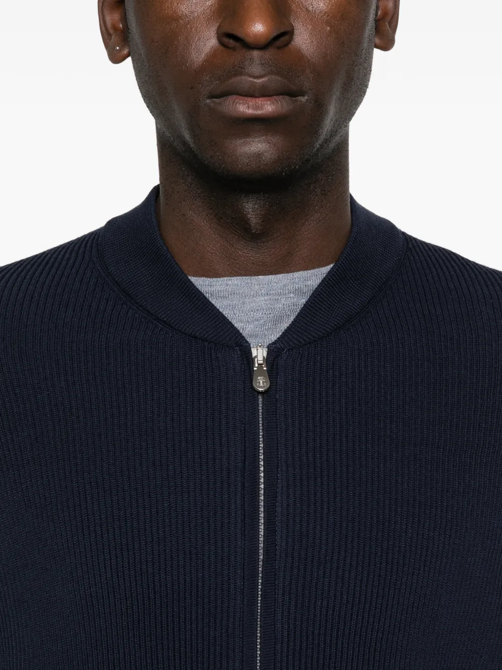 Brunello Cucinelli Geribbelde trui met rits Blauw