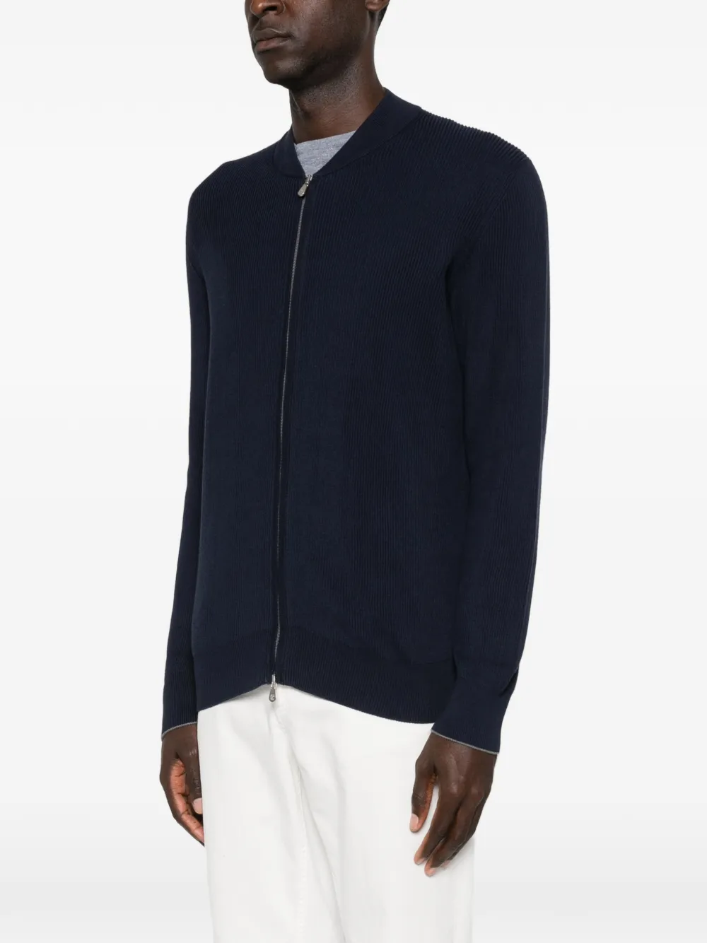 Brunello Cucinelli Geribbelde trui met rits Blauw